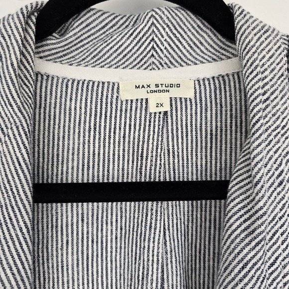 Max Studio - Striped Open-Front Cardigan Dress Jacket or Sweater - Office Wear - Picture 2 of 8